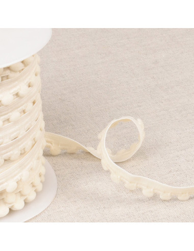 Elastic pom-poms - Ecru