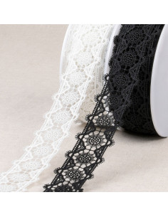 Fine guipure between two rosettes - Black 2