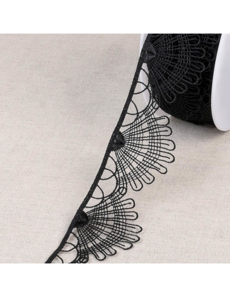 Fine guipure fan - Black