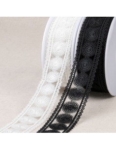 Fine guipure circles and borders - White 2