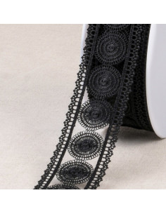 Fine guipure circles and borders - Black