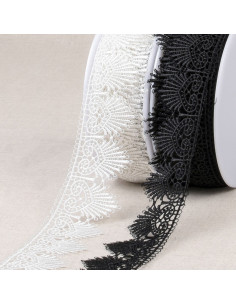 Fine guipure hearts and fans - White 2
