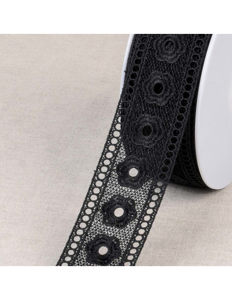 Fine guipure flowers - Black