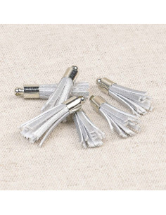 Set of 6 mini pom-poms - Silver