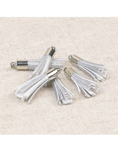 Set of 6 mini pom-poms - Silver