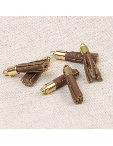 Set of 6 mini pom-poms - Brown