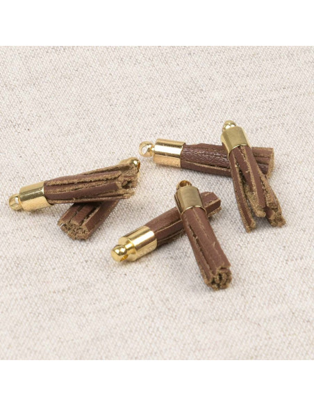 Set of 6 mini pom-poms - Brown