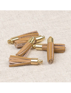 Set of 6 mini pom-poms - Camel