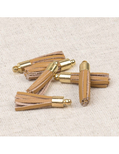 Set of 6 mini pom-poms - Camel