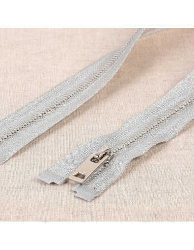 Separating metal zipper lurex - Silver