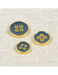 Lacquered 4-hole button - Petrol