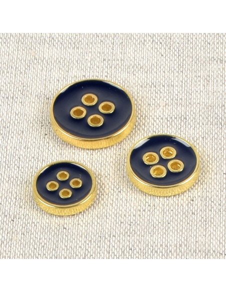 Lacquered 4-hole button - Navy blue