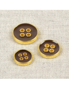 Lacquered 4-hole button - Havana brown