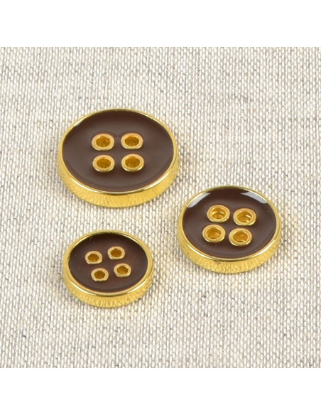 Lacquered 4-hole button - Havana brown