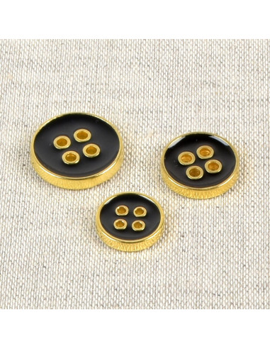 Lacquered 4-hole button - Black
