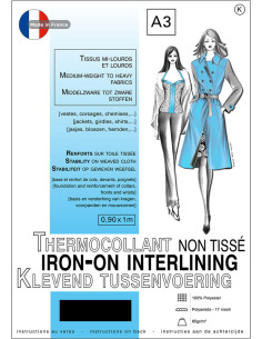 Non-woven fusible interfacing 0.9 x 1.0 m - Medium to heavy fabrics - Black