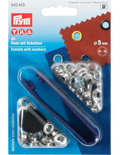 Box of 40 eyelets 5 mm with setting tool - Silver