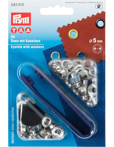 Box of 40 eyelets 5 mm with setting tool - Silver