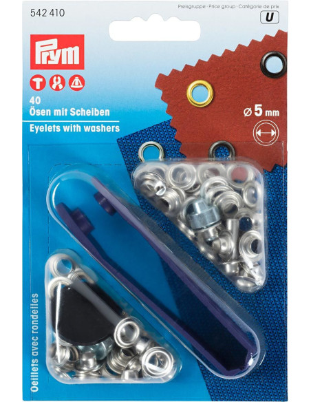 Box of 40 eyelets 5 mm with setting tool - Silver