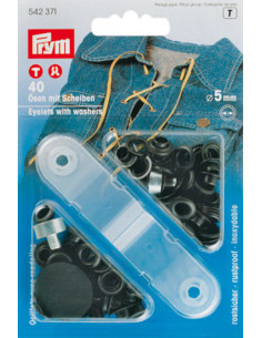 Box of 40 eyelets 5 mm with setting tool - Black