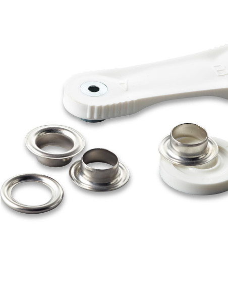 Box of 10 eyelets 14 mm with setting tool - Silver