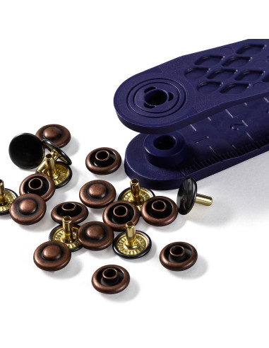 Box of 24 9 mm rivets with tool - Bronze and Copper