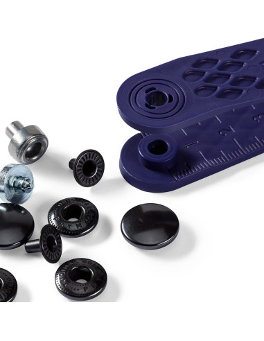 Box of 10 Bruni anorak snap buttons with 15 mm tool