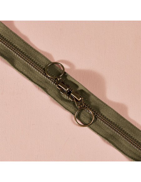 Ivy Green brass double slider zipper 60 cm - Atelier Brunette