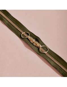 Gold and Ivy Green double slider zipper 40 cm - Atelier Brunette