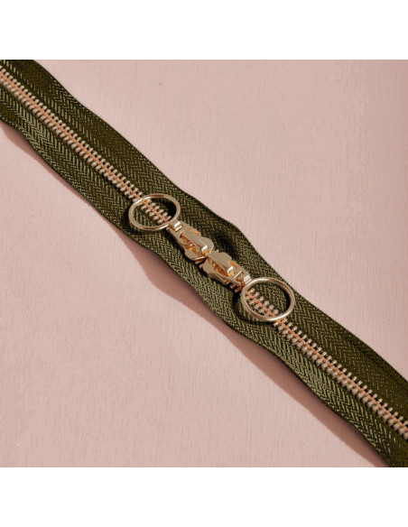Gold and Ivy Green double slider zipper 40 cm - Atelier Brunette