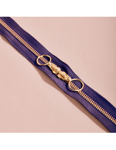 Gold and Majestic Purple double slider zipper 40 cm - Atelier Brunette