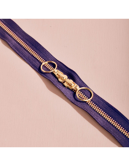 Gold and Majestic Purple double slider zipper 40 cm - Atelier Brunette