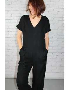 Licorice black viscose twill fabric - Églantine & Zoé 2