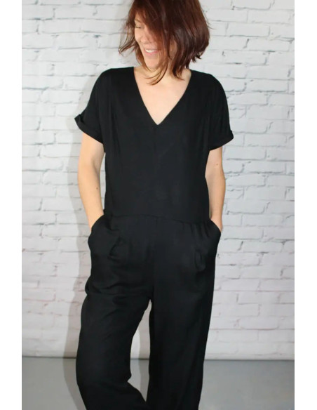 Licorice black viscose twill fabric - Églantine & Zoé