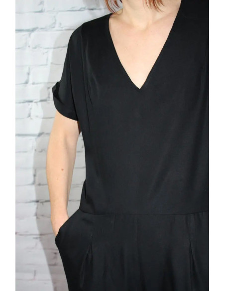 Licorice black viscose twill fabric - Églantine & Zoé