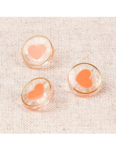 Transparent heart button 11 mm - Orange
