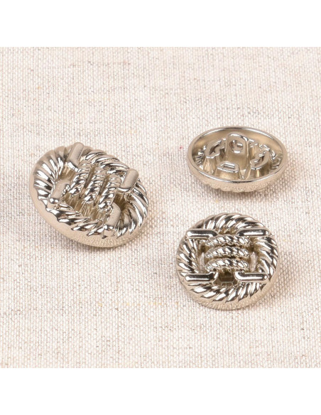 Metal tail knot button - Silver