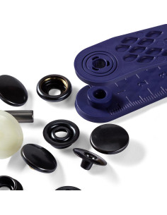 Box of 10 black sports camping snap buttons with 15 mm tool 2