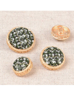 Metal knit shank button - Green