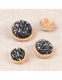 Metal knit shank button - Blue