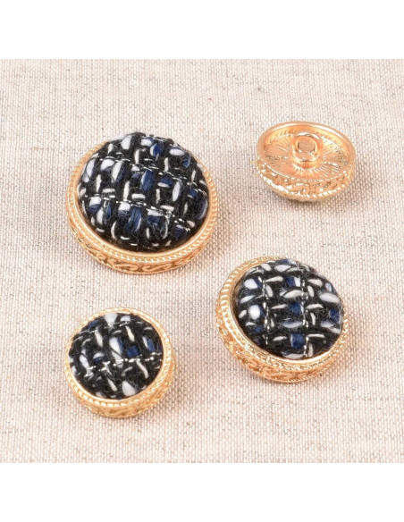 Metal knit shank button - Blue