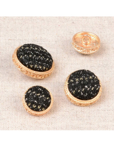 Metal knit shank button - Black