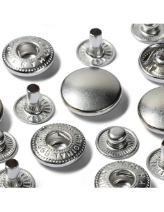 Pack of 10 anorak snap fasteners 15 mm Silver 2
