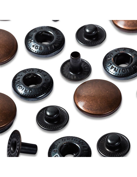 Pack of 10 anorak snap fasteners 15 mm Copper
