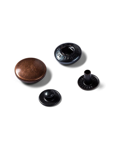 Pack of 10 anorak snap fasteners 15 mm Copper