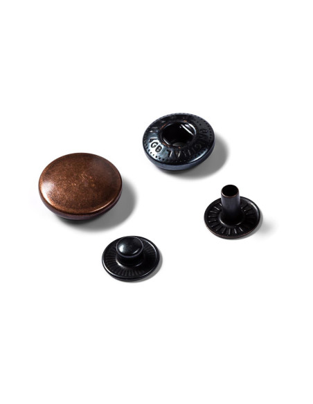Pack of 10 anorak snap fasteners 15 mm Copper
