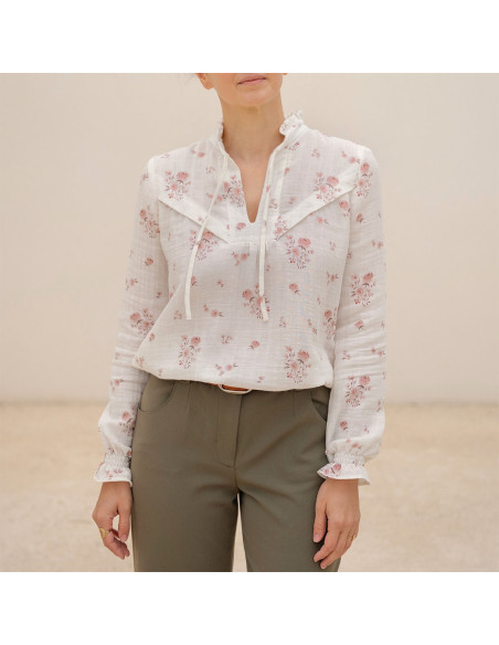 Glam Blouse Pattern with Split Neckline - Anna Rose Patterns