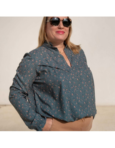 Glam Blouse Pattern with Split Neckline - Anna Rose Patterns