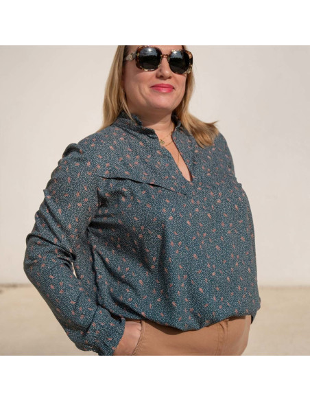 Glam Blouse Pattern with Split Neckline - Anna Rose Patterns