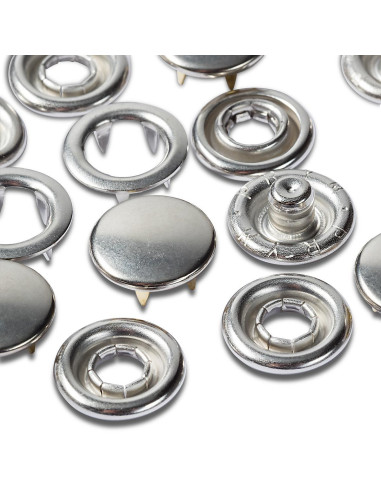 Pack of 20 nickel jersey snap fasteners, 10 mm